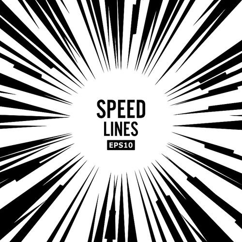 Comic Speed Lines Vector. Book Black And White Radial Lines Background. Manga Speed Frame.
