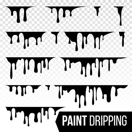 Paint Dripping Liquid Vector. Abstract Current Drops. Ink, Blood Splatters. Halloween Concept. Isolated Illustration
