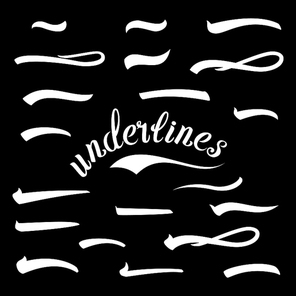 Underline. Set Lettering Underlines. Vintage Handmade Elements For Housewarming Posters, Greeting Cards, Home Decorations. Vector Illustration Handwritten Marker.