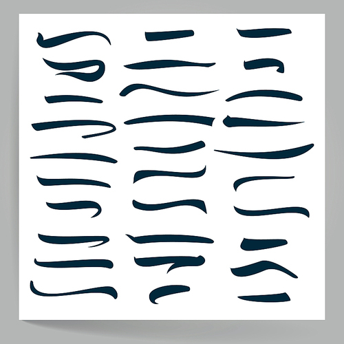Underline Stroke Set. Handmade Stroke Lines Isolated On White Background. Typography Design. Handmade Vintage Elements For Poster, Banner, Print, Invitation, Greeting Card Design. Vector illustration