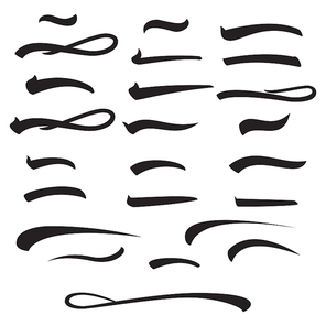 Set of hand lettering underlines lines isolated on white, vector illustration Pen Line.