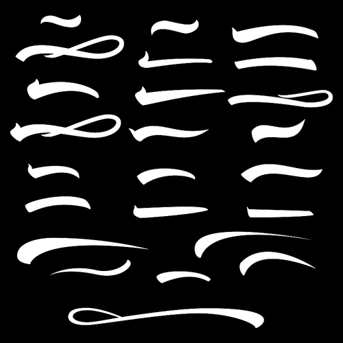 Set of underlines lettering lines, vector illustration Handwritten Mark.
