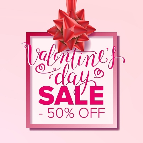 Valentine s Day Sale Banner Vector. Business Advertising Illustration. February 14 Sale Poster. Template Design For Web, Love Flyer, Valentine Card, Advertising.