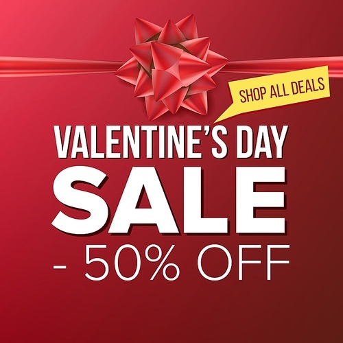 valentine s day sale banner vector. february 14 sale poster. marketing advertising design illustration. template design for valentine poster, , love card, shop discount advertising.