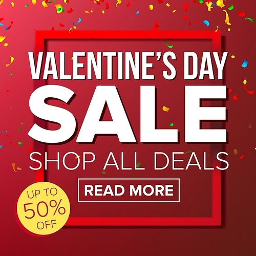 valentine s day sale banner vector. big super sale. cartoon business  illustration. design for valentine love banner, brochure, poster, february 14 discount offer