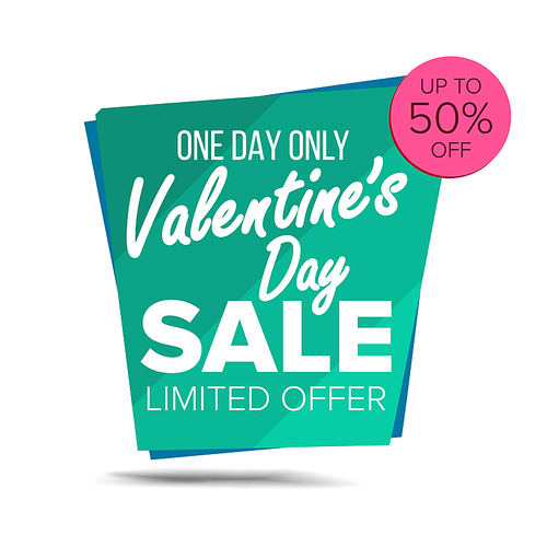 Valentine s Day Sale Banner Vector. Website Sticker, Love Web Page Design. February 14 Product Discounts On Websites. Sale Label. Isolated Illustration