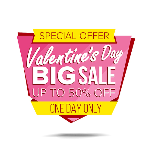 Valentine s Day Sale Banner Vector. February 14 Advertising Element. Isolated On White Illustration