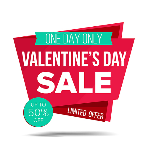 Valentine s Day Sale Banner Vector. Special Offer Sale Banner. February 14 Sale Announcement. Isolated On White Illustration