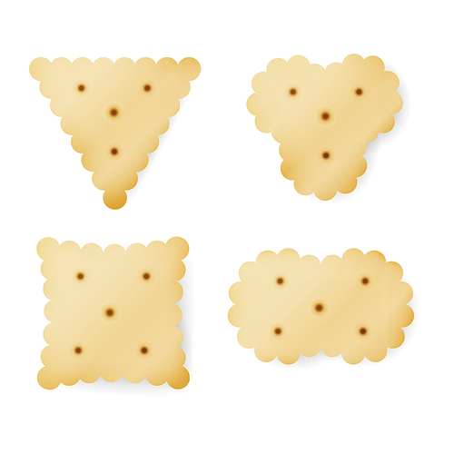 Cracker In Different Shapes. Yellow Cookie Vector