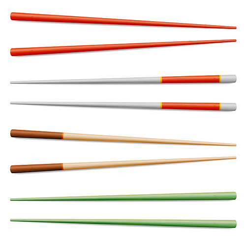 Chopsticks Vector. For Exotic Nutrition, Sushi Restaurant, Sea Food Design. Asian Food Chopsticks Isolated Illustration