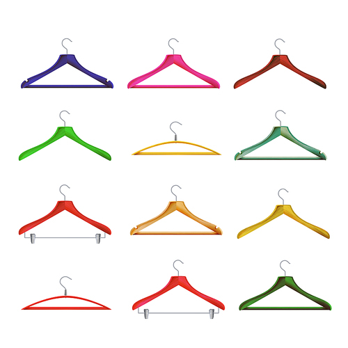 Wooden Clothes Hangers Vector. Illustration Of Classic Clothes Hanger Isolated