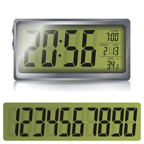Digital Alarm Clock Vector. Classic Digital Clock With Lcd Display. Isolated