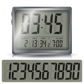 Alarm Clock Vector. Retro Liquid-Crystal Alarm Clock. Isolated Illustration