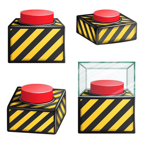 Panic Button Vector. Red Alarm Shiny Button Icon. Psychological Health Illustration