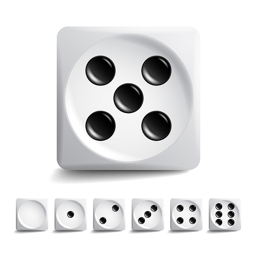 Playing Dice Vector Set. 3d Realistic Cubes With Dot Numbers. Good For Playing Board Casino Game. Isolated
