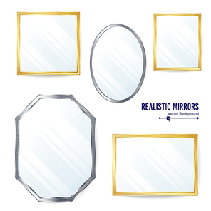 Realistic Mirrors Set Vector. Different Mirror Shapes For Interior