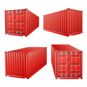3D Cargo Container Vector. Classic Cargo Container. Freight Shipping Concept. Logistics, Transportation Mock Up. Isolated
