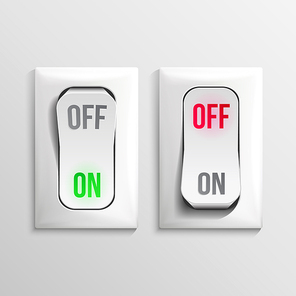 Toggle Switch Vector. Plastic Switches With On, Off Position. Button Illustration.