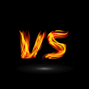 vs vector. flame letters fight background design. competition icon