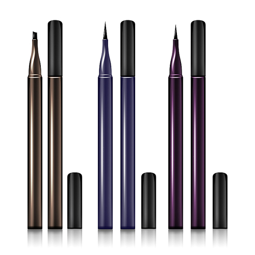 Set Cosmetic Makeup Eyeliner Pencil Vector illustration