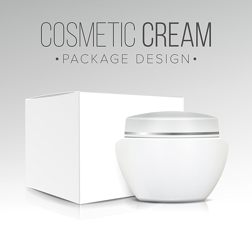 Realistic Cosmetic Box Blank Vector. White Paper Or Cardboard Box. Natural Cosmetics Packaging Illustration.