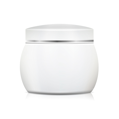 Blank Cosmetic Jar Vector. Clean White Jar For Cream, Gel, Powder, Wax. Cosmetic Package. Isolated On White