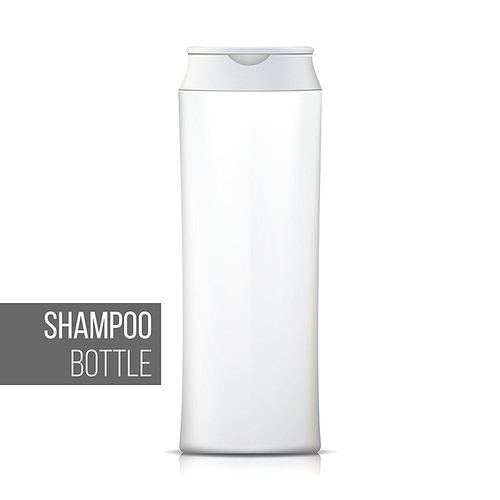 Shampoo Bottle Vector. White Plastic Bottle. Container For Cosmetics. Isolated On White Background Illustration