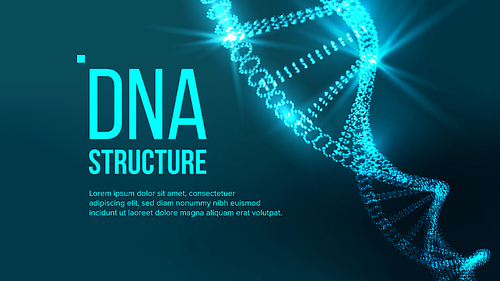 Dna Structure Vector. Futuristic Code. Biotechnology Concept. Biochemistry Flyer Illustration