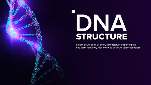 Dna Structure Vector. Biotechnology Concept. Biochemistry Flyer Illustration