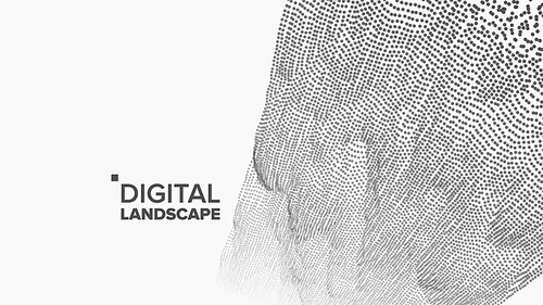 Data Landscape Vector. Energy Space. Topography Code. Array Design. Data Technology. Wave Mountain. 3D Illustration