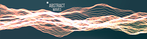 Music Waves Abstract Sound Background Vector. Cyber UI, HUD Element. Network Wireframe. Illustration