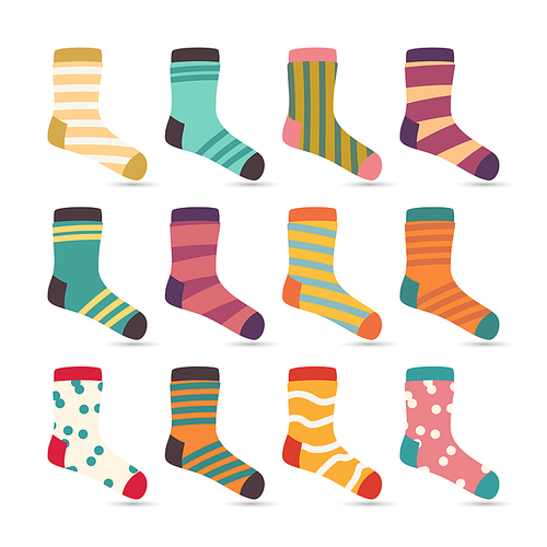 Child Socks Icons Vector. Colorful Socks