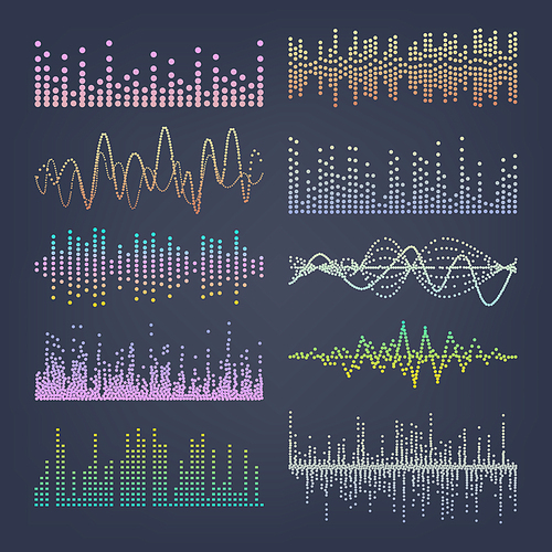 Music Sound Waves Vector. Pulse Abstract. Digital Frequency Track Equalizer Illustration