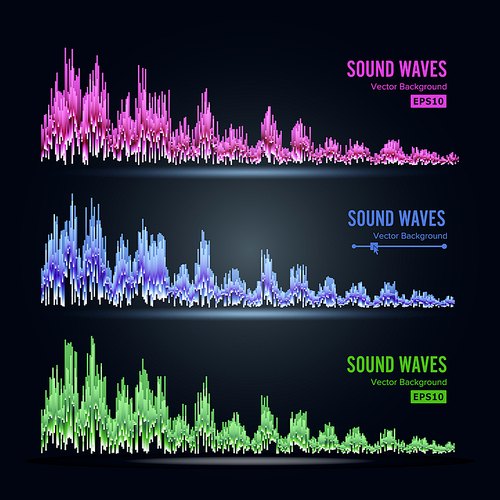 Music Sound Waves Pulse Abstract Vector. Synthesis And Electronic Sound Hearing. Abstract Technology For Creating Tunes