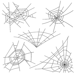 Halloween Spider Web Set Vector. Black Spider Web Isolated On White. Monochrome Hector Venom Cobweb For Halloween Design