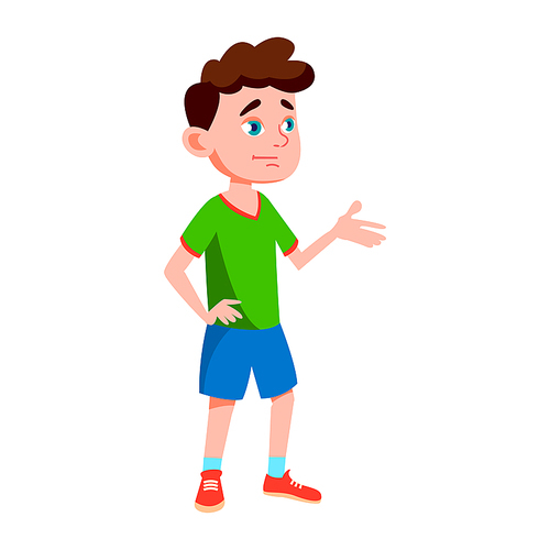 Boy Schoolboy Kid Poses Vector. Primary School Child. Cheerful Pupil. Friends. Life, Emotional. For Banner, Flyer, Web Design. Isolated Cartoon Illustration