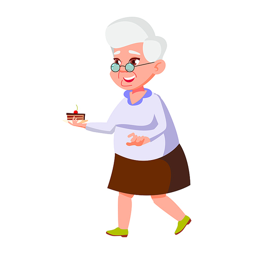 Old Woman Poses Vector. Elderly People. Senior Person. Aged. Beautiful Retiree. Life. Card, Advertisement, Greeting Design. Isolated Cartoon Illustration