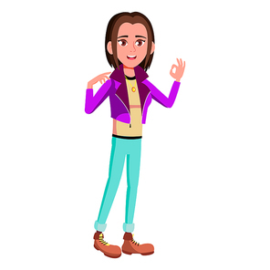 Teen Girl Poses Vector. Smoking Cannabis. Adult People. Casual. For Advertisement, Greeting, Announcement Design. Isolated Cartoon Illustration