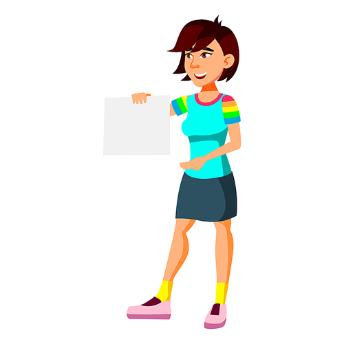 asian teen girl poses vector. leisure, smile. for web, , poster design. isolated cartoon illustration