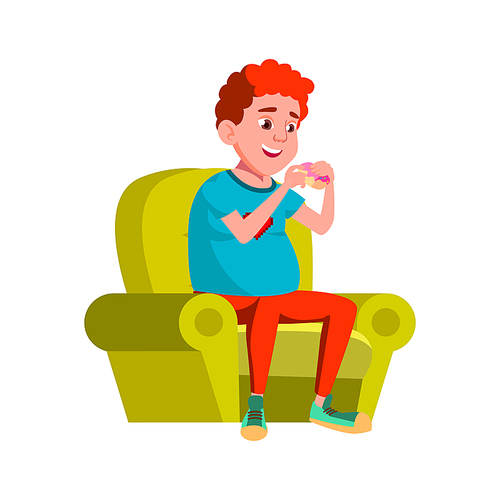 teen boy poses vector. red head. fat gamer. face. children. for web, , poster design. isolated cartoon illustration