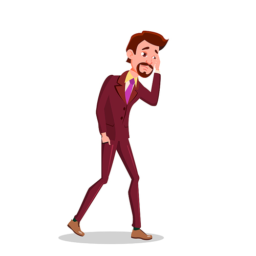 Sad Businessman Went Broke. Man Wearing Inpants And A Jacket With A Tie Vector Flat Illustration