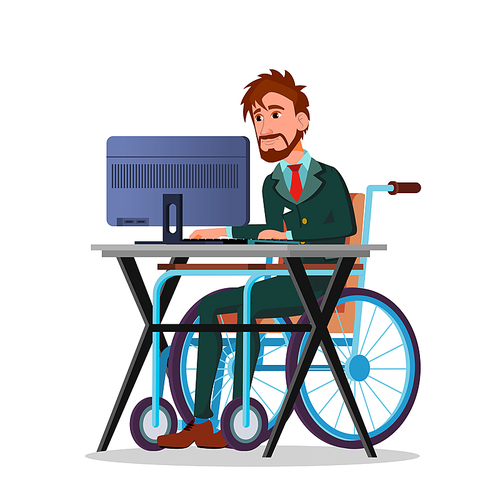 businessman in a . working behind a laptop vector cartoon illustration