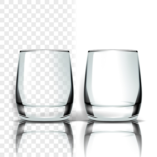 Transparent Glass Vector. Empty Clear Glass Cup. For Water, Drink, Wine, Alcohol, Juice, Cocktail. Realistic Shining Glassware Transparency Illustration