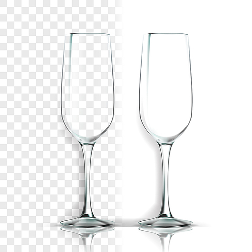 Transparent Glass Vector. Classic Goblet. Empty Clear Glass Cup. For Water, Drink, Wine, Alcohol, Juice, Cocktail. Realistic Shining Glassware Transparency Illustration