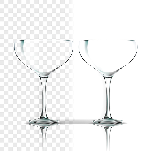 Transparent Glass Vector. Brandy Blank. Empty Clear Glass Cup. For Water, Drink, Wine, Alcohol, Juice, Cocktail. Realistic Shining Glassware Transparency Illustration