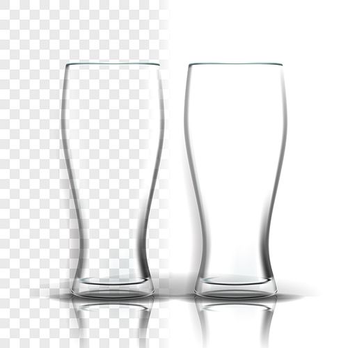 Transparent Glass Vector. Party Glassware. Empty Clear Glass Cup. For Water, Drink, Wine, Alcohol, Juice, Cocktail. Realistic Shining Glassware Transparency Illustration
