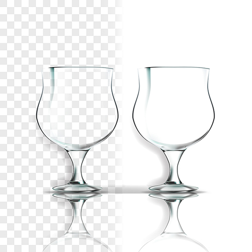 Transparent Glass Vector. Purity Symbol. Empty Clear Glass Cup. For Water, Drink, Wine, Alcohol, Juice, Cocktail. Realistic Shining Glassware Transparency Illustration