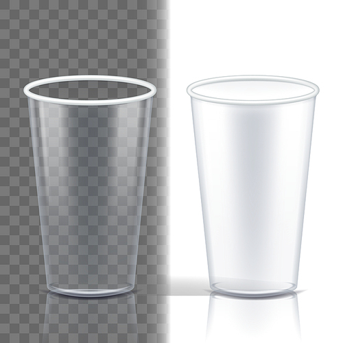 Plastic Cup Transparent Vector. Single Clear. Drink Mug. Disposable Tableware Clear Empty Container. Cold Or Hot Takeaway Drink. Isolated 3D Realistic Illustration