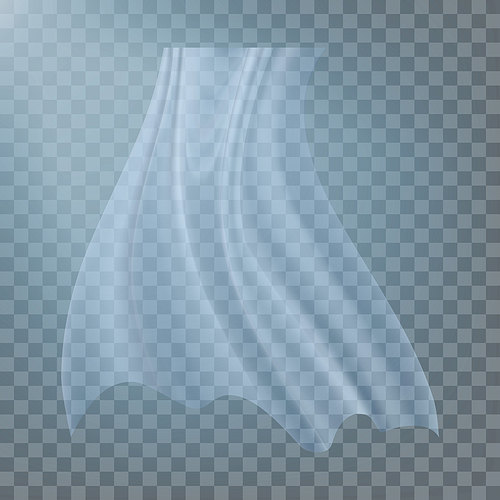 Fluttering White Cloth Vector. Curved Icon. Twisted Effect. Wavy Element. Realistic Clear Material Illustration