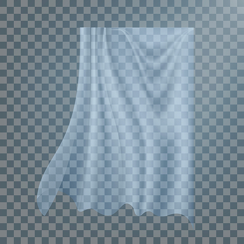 Fluttering White Cloth Vector. Curved Icon. Twisted Effect. Wavy Element. Realistic Clear Material Illustration